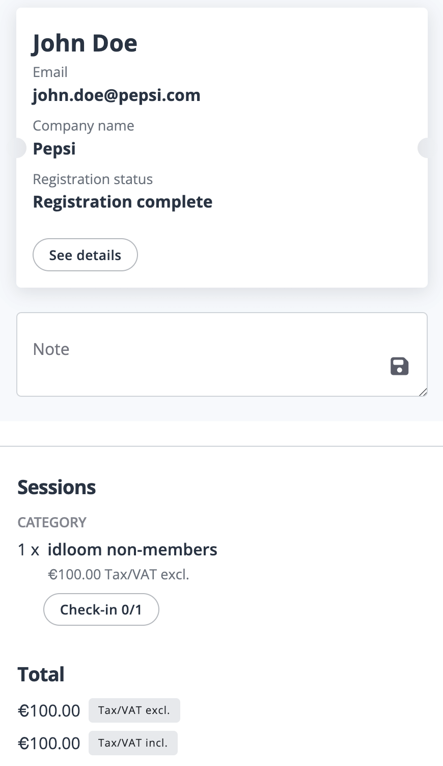 Aperçu des informations du participant