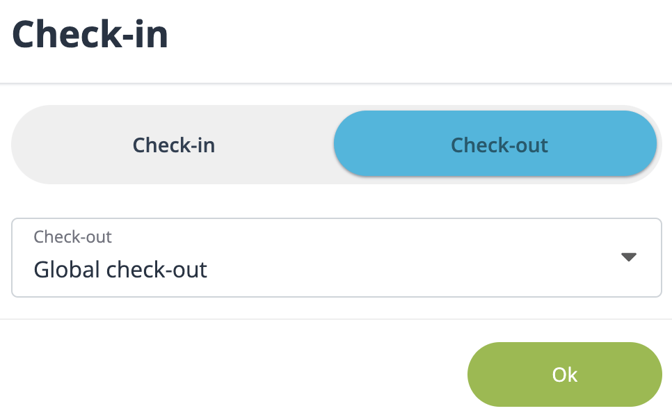 Select check-out type screenshot on mobile device